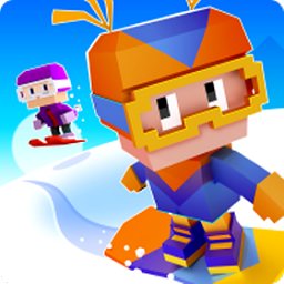 像素方块滑雪游戏